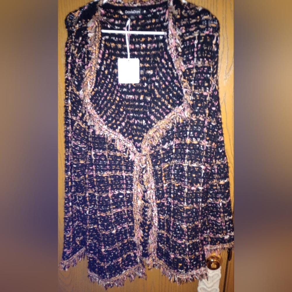 Davi & Dani Tweed Blazer-Cardigan